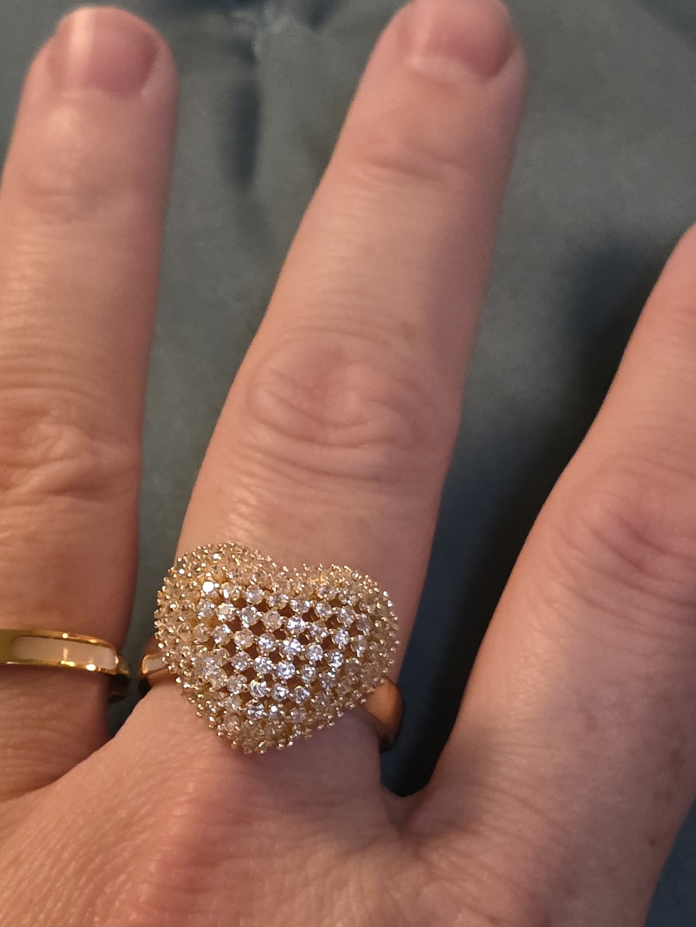 Adina Eden Pavé CZ Puffed Heart Dome Statement Ring - Size 10